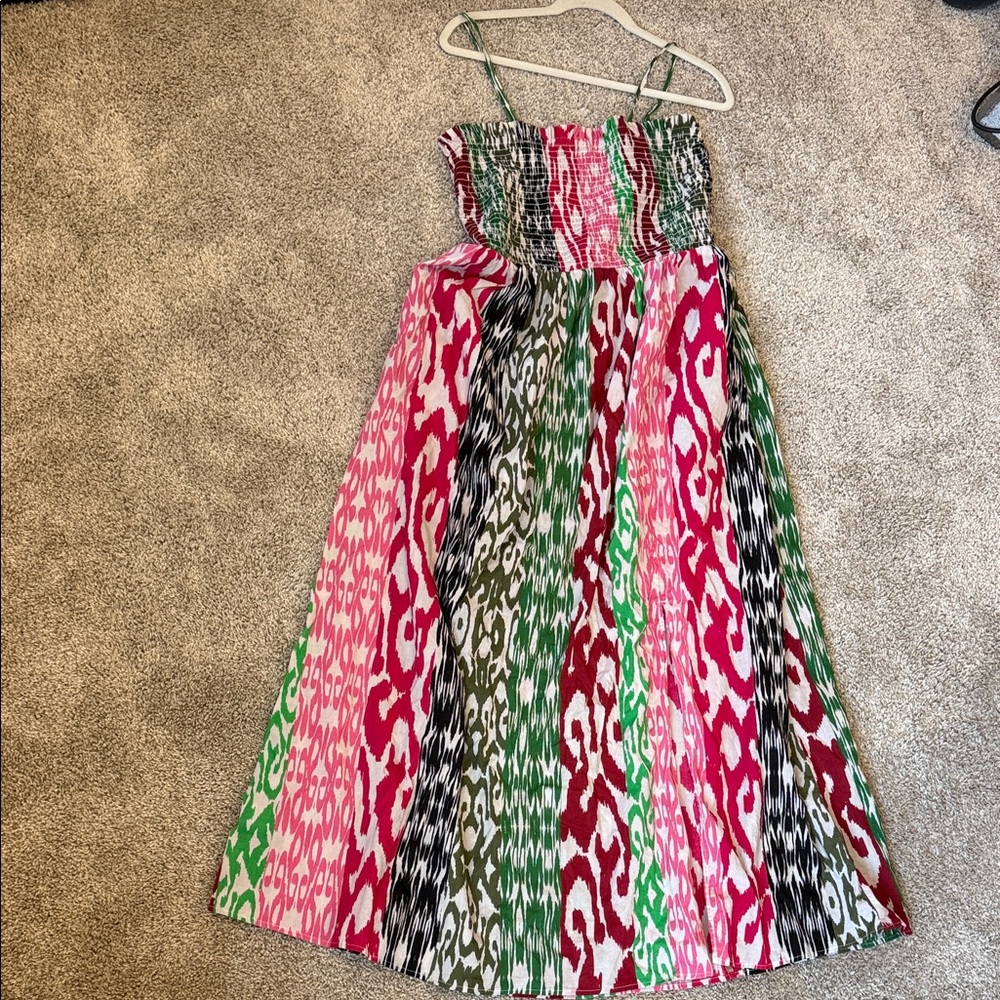 Loft Beach Vibrant Striped Dress Large